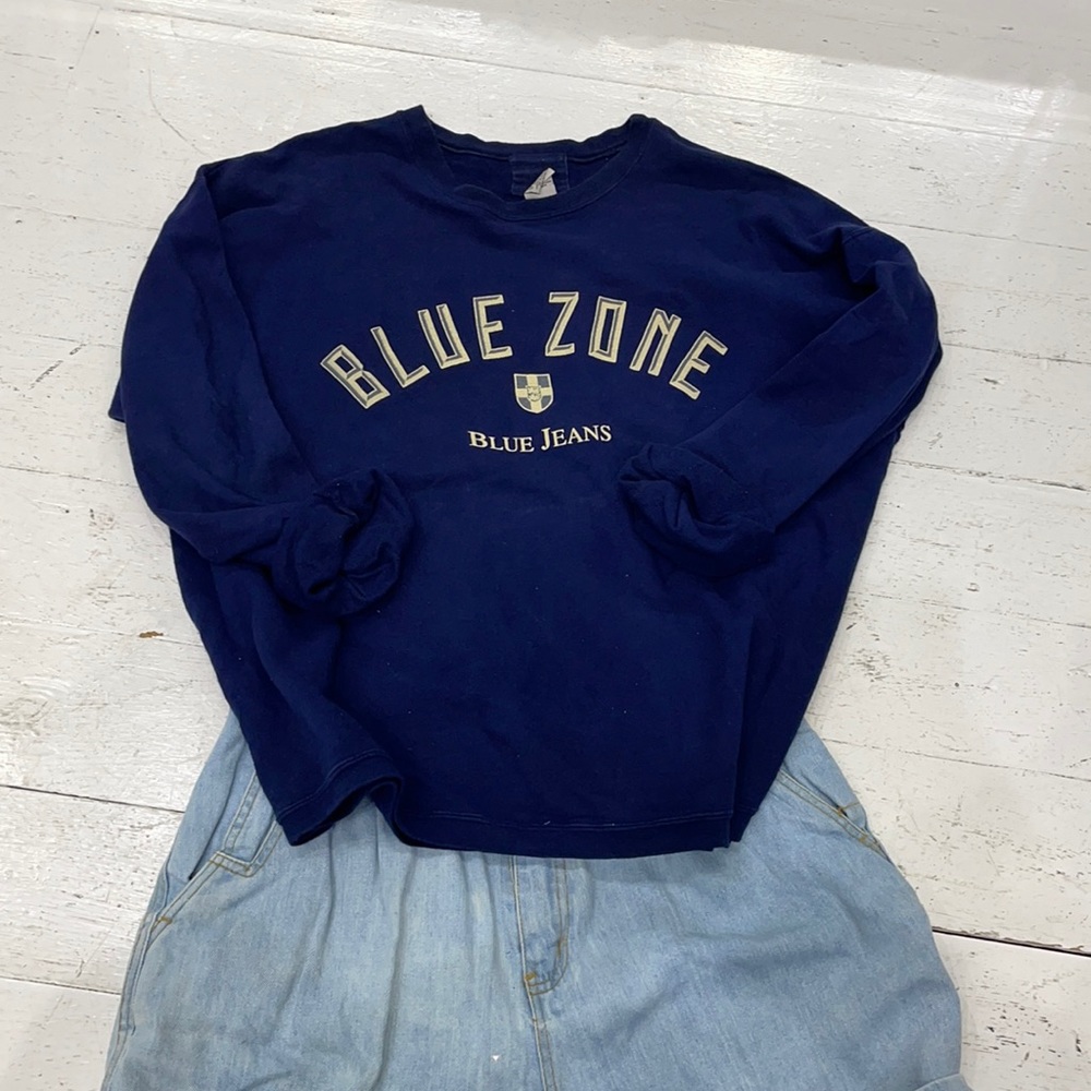 Vintage Blue Zone Blue Jeans sweatshirt, large